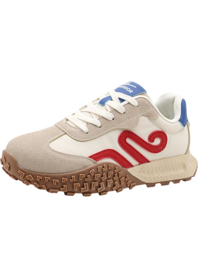 Women's Casual Shoes Soft Thick Sole Agan Shoes Versatile Sports Training Shoes Wxy(za)-5039 Beige Red Size 37