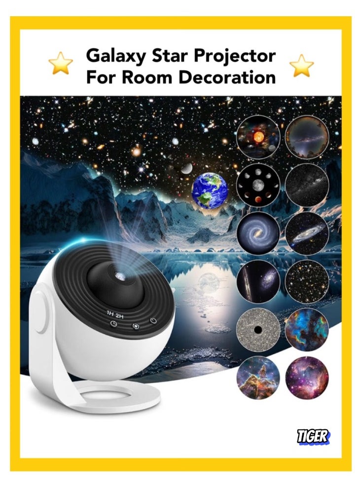 TIGER 12-in-1 Planetarium Projector – Star Projector & Galaxy Night Light for Kids Bedroom, Universe Galaxy Ceiling Projector, 12 Film Discs, 4K Night Sky, Noise-Free Rotation, Home Decor & Bedside Lamp – Perfect Gift for Kids & Adults - Image 1