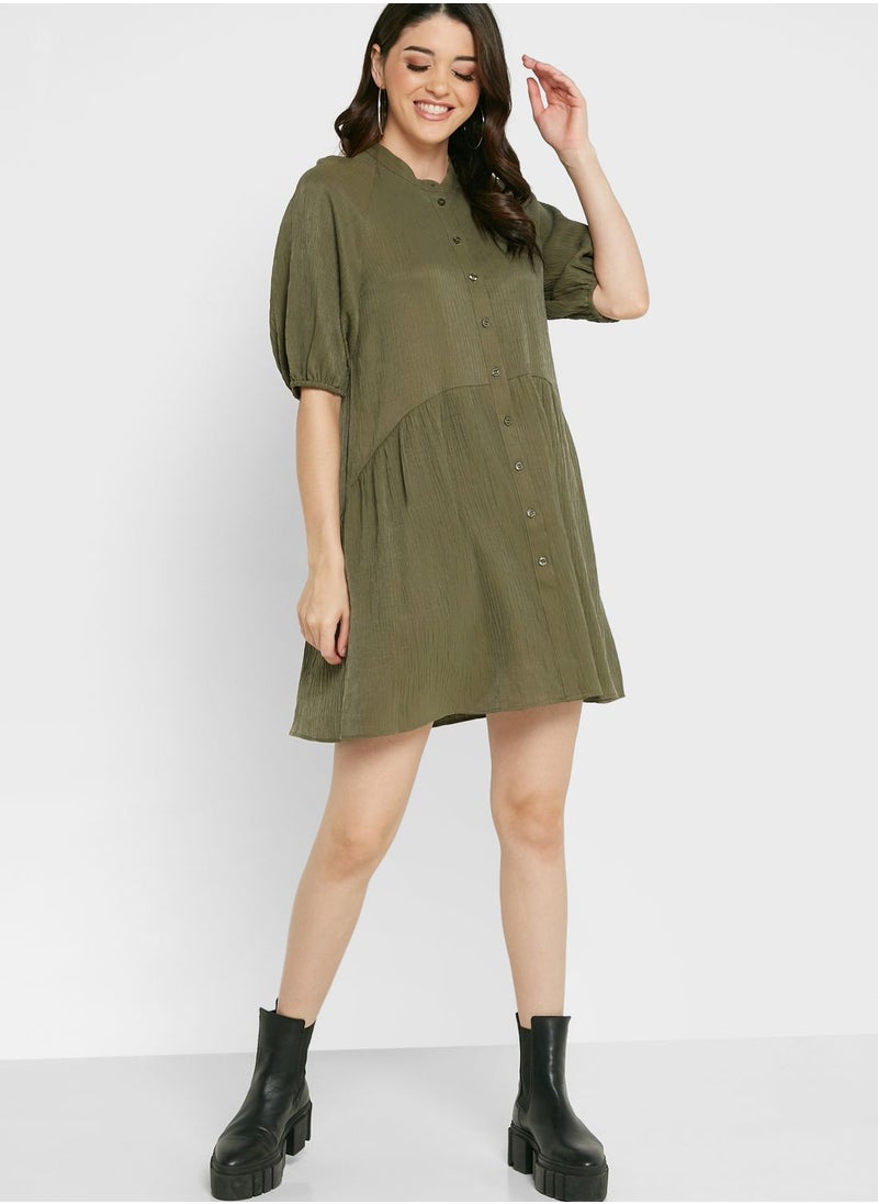 TOPSHOP Balloon Sleeve Pleat Detail Dress  - Image 4