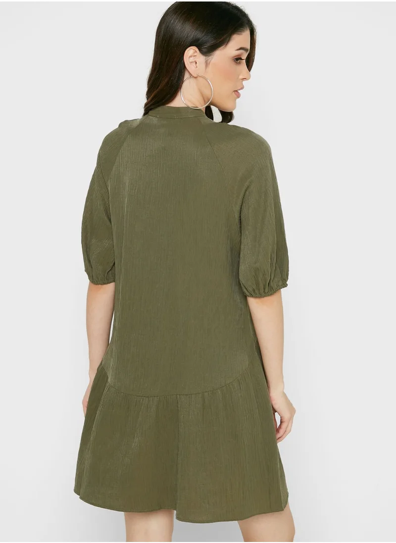 TOPSHOP Balloon Sleeve Pleat Detail Dress