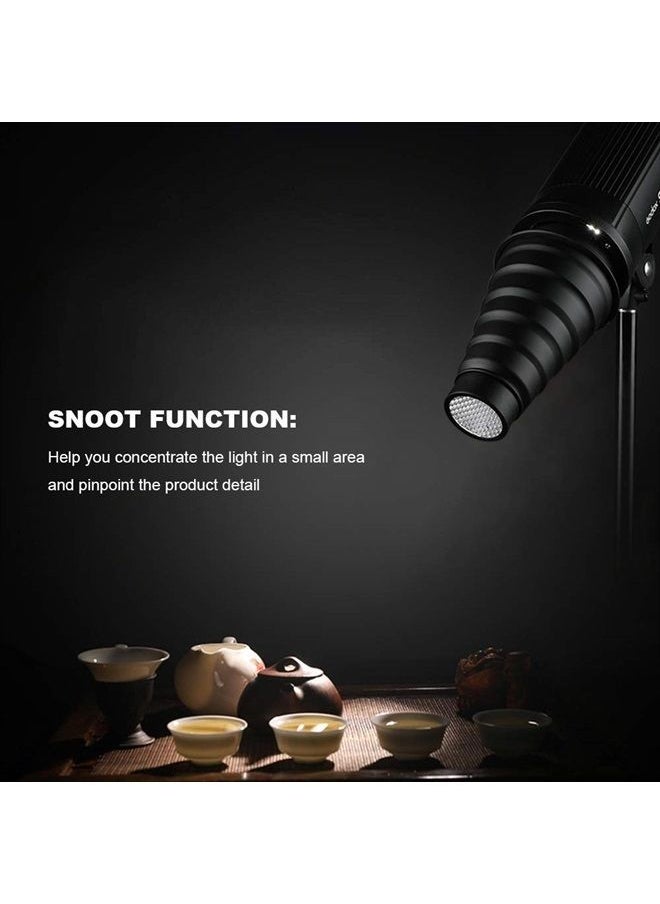 SUPON - Aluminium Alloy Conical Studio Snoot Kit with Honeycomb Grid and 5pcs Color Filters for Bowens Mount Strobe Moonlights Flash Speedlight Photography Light - Image 1