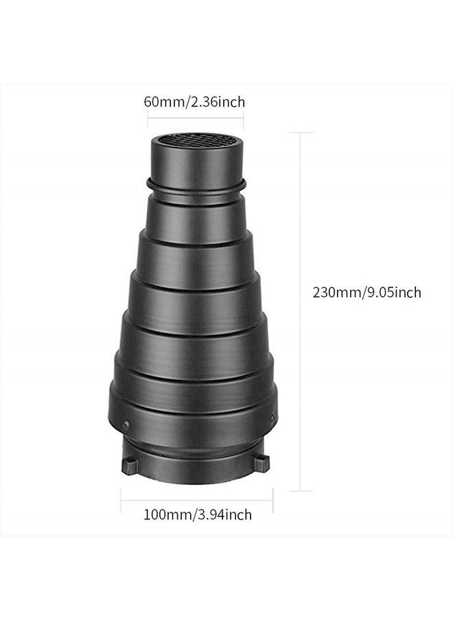SUPON - Aluminium Alloy Conical Studio Snoot Kit with Honeycomb Grid and 5pcs Color Filters for Bowens Mount Strobe Moonlights Flash Speedlight Photography Light - Image 1