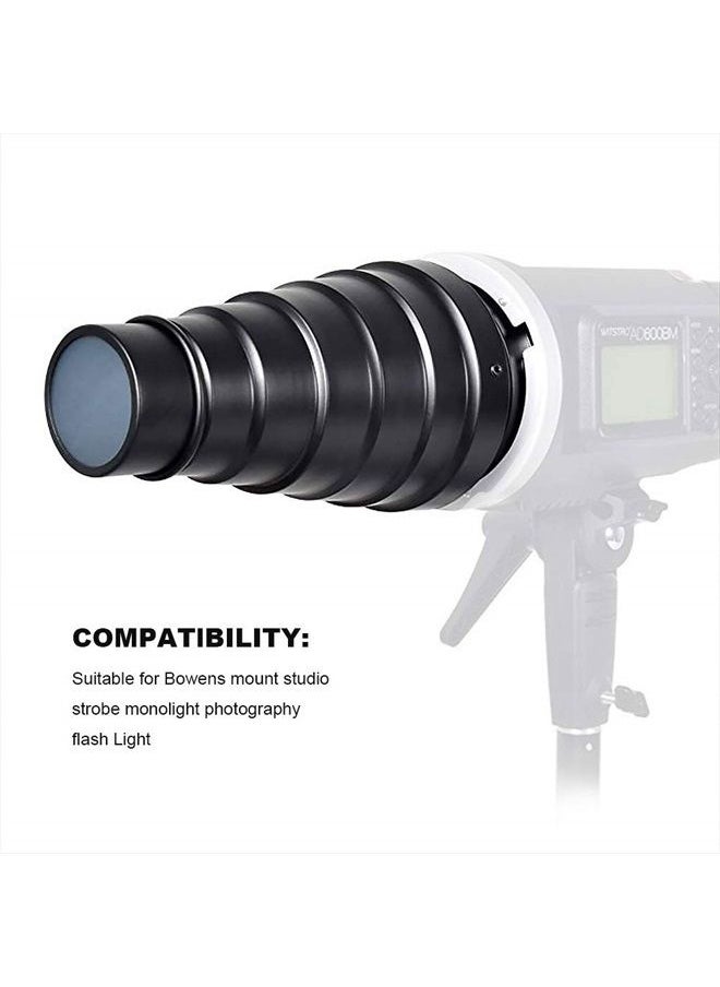 SUPON - Aluminium Alloy Conical Studio Snoot Kit with Honeycomb Grid and 5pcs Color Filters for Bowens Mount Strobe Moonlights Flash Speedlight Photography Light - Image 1