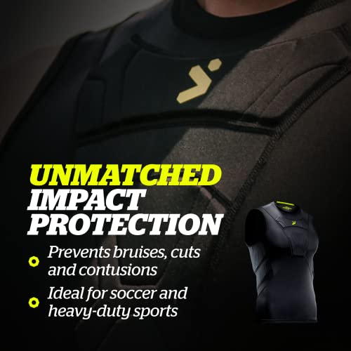 Storelli BodyShield Sleeveless Undershirt, Protective Soccer Base Layer, Lightweight Compression Top with Padded Chest and Rib Protection, Ultimate Comfort and Safety for Athletes, Black, Youth Small - Image 4