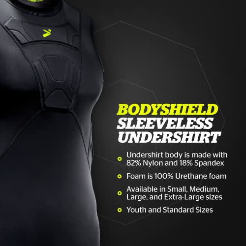 Storelli BodyShield Sleeveless Undershirt, Protective Soccer Base Layer, Lightweight Compression Top with Padded Chest and Rib Protection, Ultimate Comfort and Safety for Athletes, Black, Youth Small - Image 5