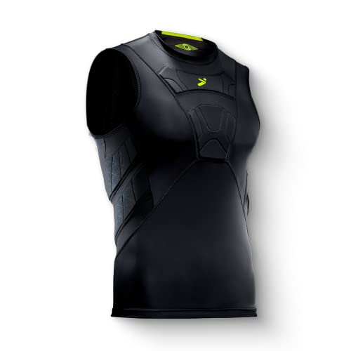 Storelli BodyShield Sleeveless Undershirt, Protective Soccer Base Layer, Lightweight Compression Top with Padded Chest and Rib Protection, Ultimate Comfort and Safety for Athletes, Black, Youth Small - Image 1