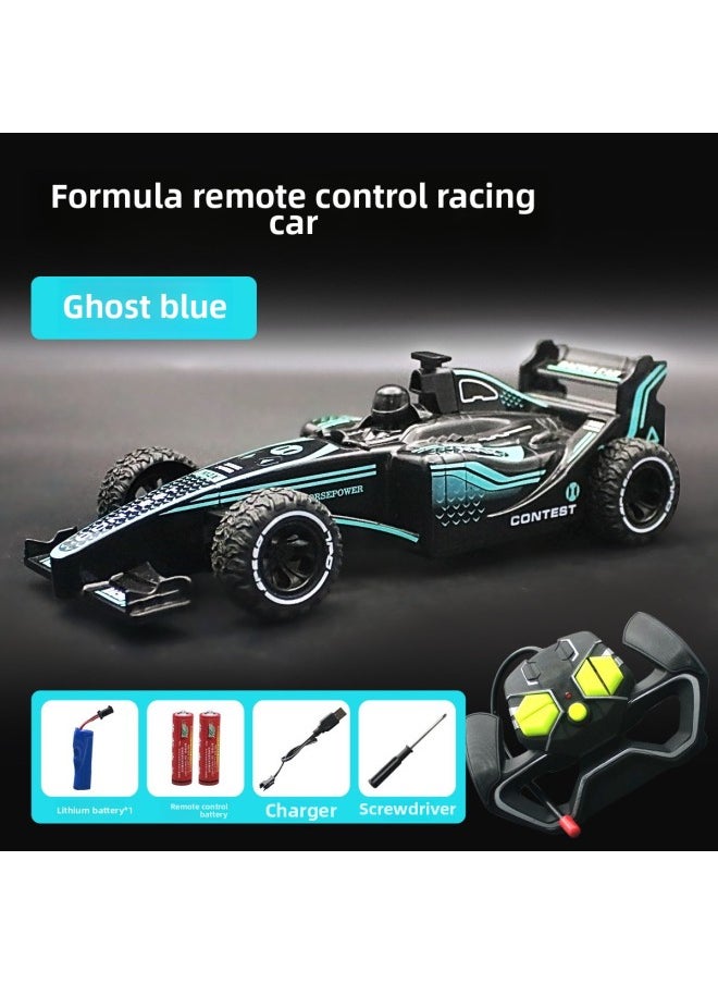Generic Formula F1 Remote Control Car Rechargeable Racing Car Fall-resistant Racing Drift High-speed Car Children Boy Toy Car-Color:[Ghost Blue] Equation Remote Control Car-Proportion:Deluxe Charging Version [3 Groups Of Rechargeable Batteries + Screwdriver]]  - Image 1