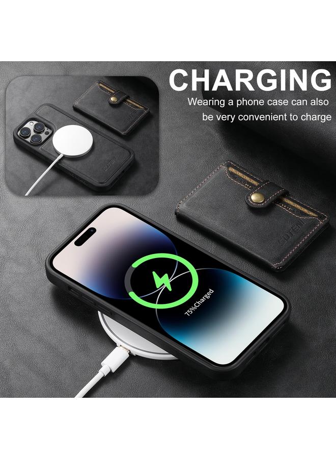 Suteni Case For iPhone 16 Plus M1 Oil Wax MagSafe Detachable Horizontal Card Bag Phone Case - Image 4