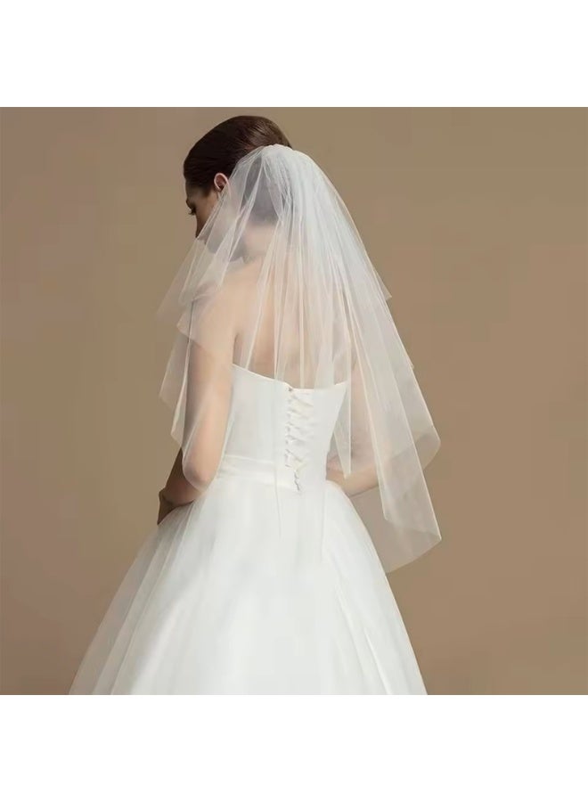 Women's 2-tier Bridal Veil with Tooth Comb  - Image 1