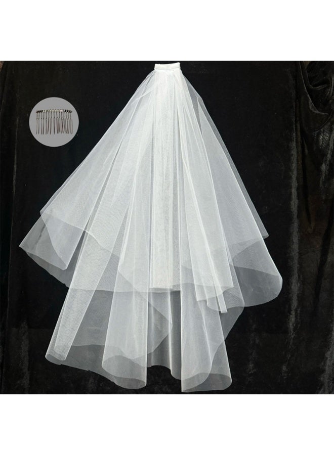 Women's 2-tier Bridal Veil with Tooth Comb  - Image 3