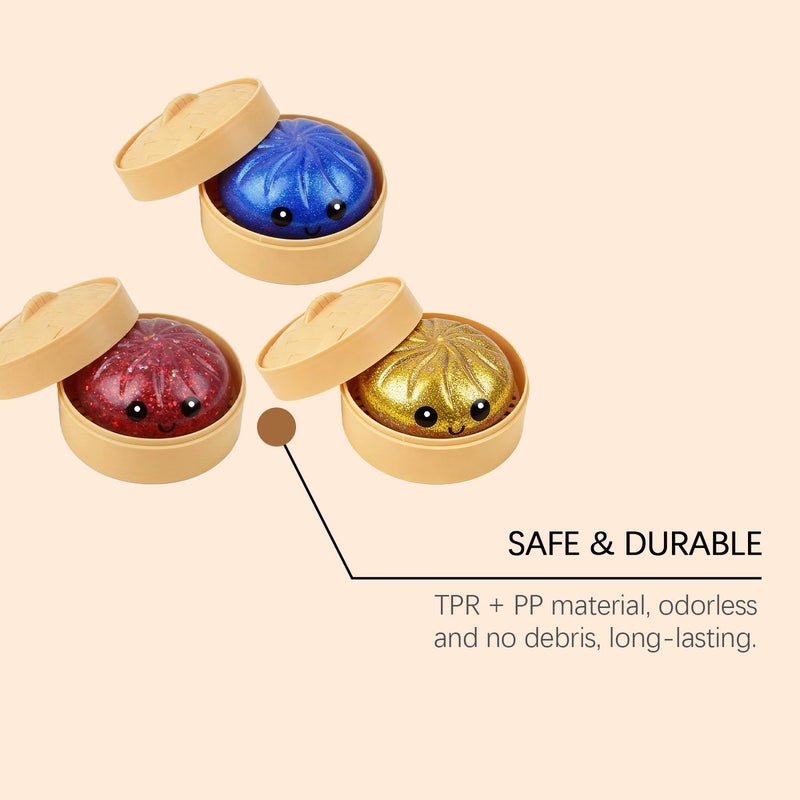 Giant Glitter Dumpling, Giant Dumpling Squishy, Mega Rainbow Dumplings, Cute Anxiety Relief Fidget Dumpling, Soft Squeeze Decompression Dough for Adults/Transparent golden - Image 5