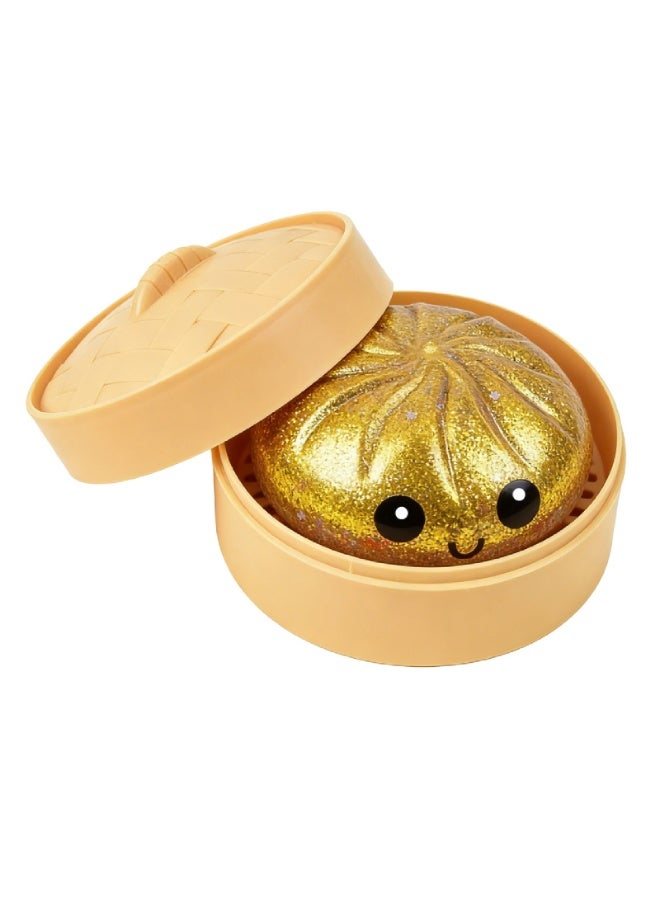 Giant Glitter Dumpling, Giant Dumpling Squishy, Mega Rainbow Dumplings, Cute Anxiety Relief Fidget Dumpling, Soft Squeeze Decompression Dough for Adults/Transparent golden - Image 1