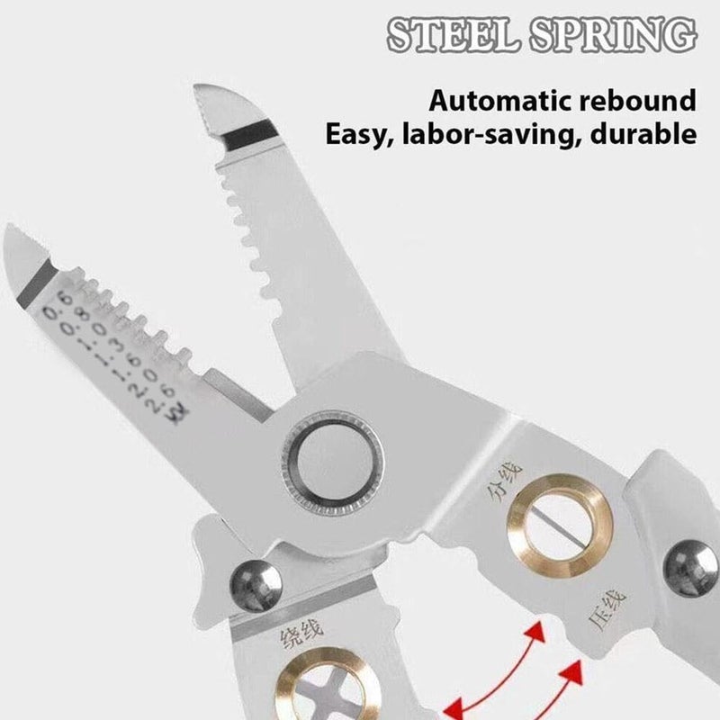 JHEPCOIN Wire Stripper and Cutter Pliers Tools For Electricians 6in1 Multifunctional Wire and Cable Stripping Cutting Winding Crimping Precision Stainless Steel Hand Tool for Electrician Tool - Image 3