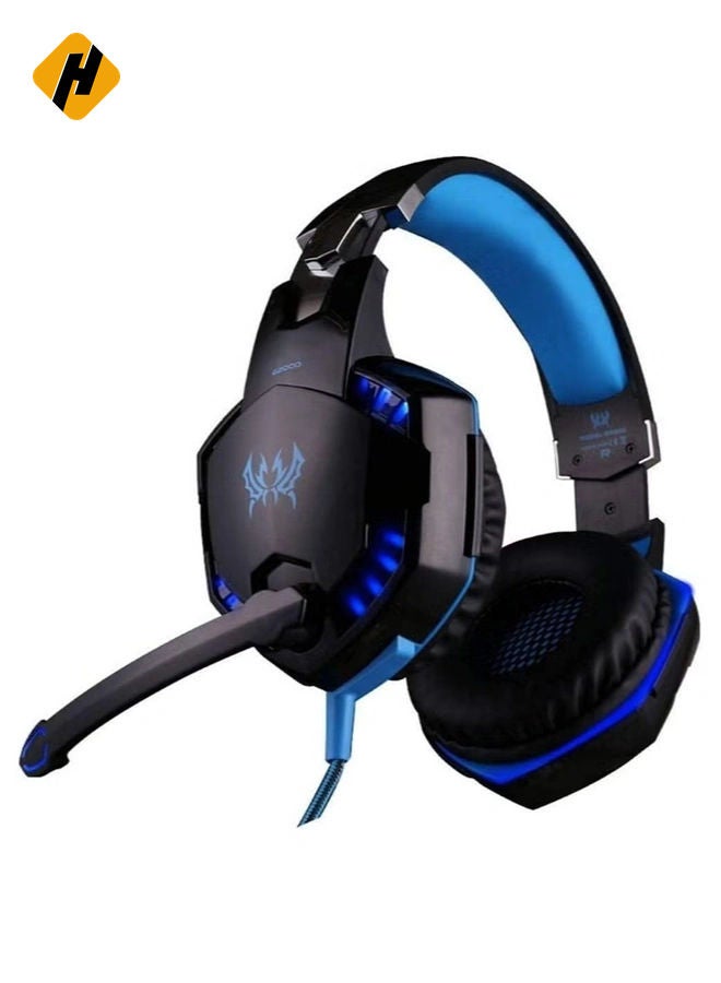 HuHa G2000 Gaming Headset, Surround Stereo Gaming Headphones with Noise Cancelling Mic, LED Lights & Soft Memory Earmuffs, Works with PS4, Nintendo Switch, PC Mac Computer Games  - Image 2