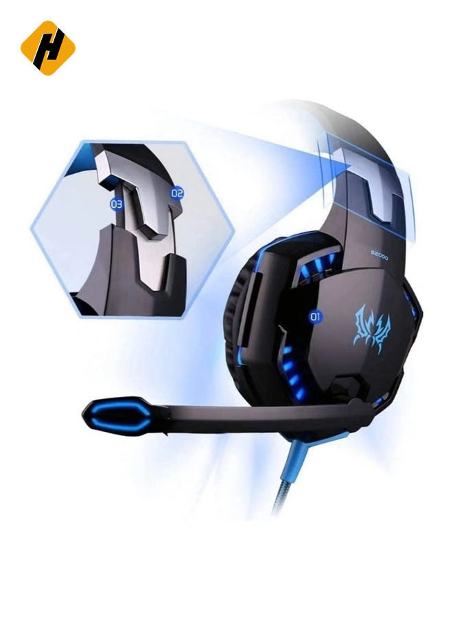 HuHa G2000 Gaming Headset, Surround Stereo Gaming Headphones with Noise Cancelling Mic, LED Lights & Soft Memory Earmuffs, Works with PS4, Nintendo Switch, PC Mac Computer Games  - Image 3