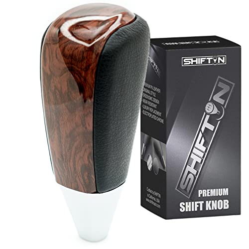 SHIFTIN Leather and Wood Gear Shift Knob for Toyota Land Cruiser 4Runner Sequoia Tundra and Lexus (Black Leather/Burl Wood) - Image 1