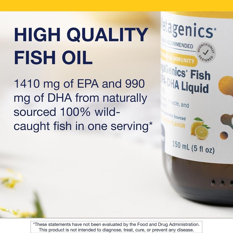 Metagenics OmegaGenics Fish Oil EPADHA 2400 mg  Fish Oil Supplement  High Potency  Supports Heart Health  Immune Function  Lemon Flavor  NonGMO  GlutenFree  30 Servings - Image 4