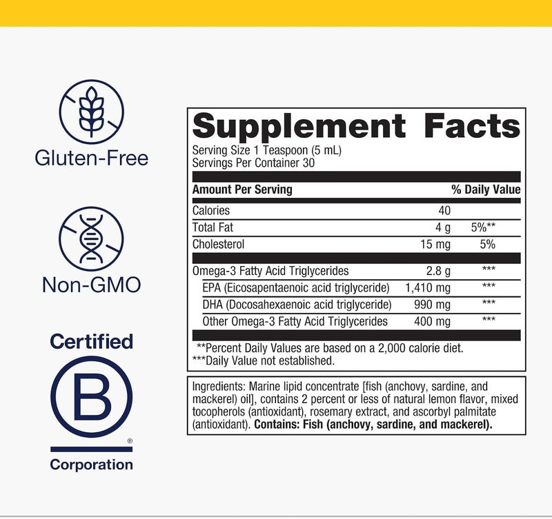 Metagenics OmegaGenics Fish Oil EPADHA 2400 mg  Fish Oil Supplement  High Potency  Supports Heart Health  Immune Function  Lemon Flavor  NonGMO  GlutenFree  30 Servings - Image 2