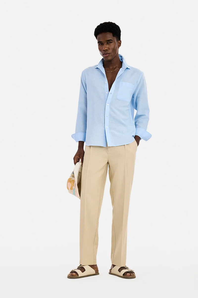 SNITCH Beige Textured Regular Fit Trousers