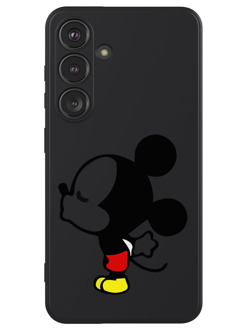 Theodor Protective Slim Fit Case Liquid Silicone Cover with Full Body Protection Anti-Scratch Shockproof Case For Samsung Galaxy S24 (Black) - Mickey Kissing - Image 1