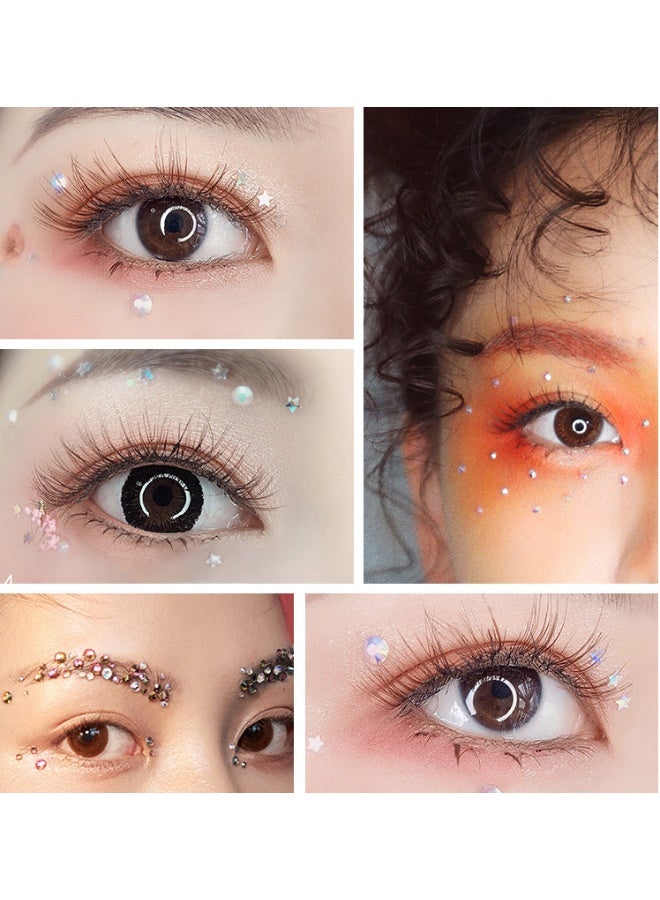 كيفية ملصقات الماس الأكريليك بأحجام مختلفة، ماسات مركز الحاجب اللؤلؤي للوجه، ماسات ماء المكياج، ماسات دموع زينة الوجه، ملصقات ماسية ملونة لمكياج العيون - Image 3