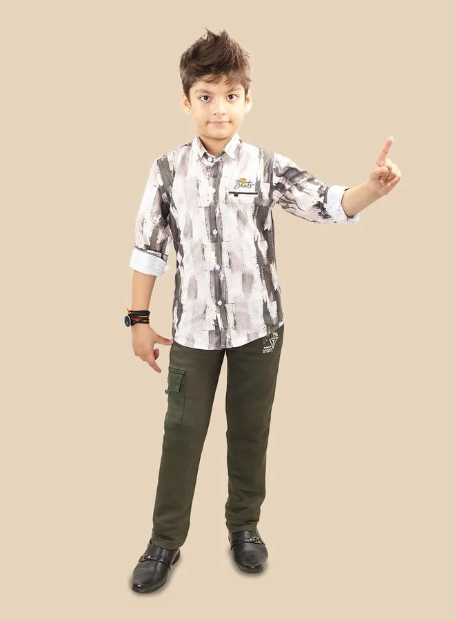 تي اس تريندس Ts Trends Printed Buttoned Shirt and Pant Set