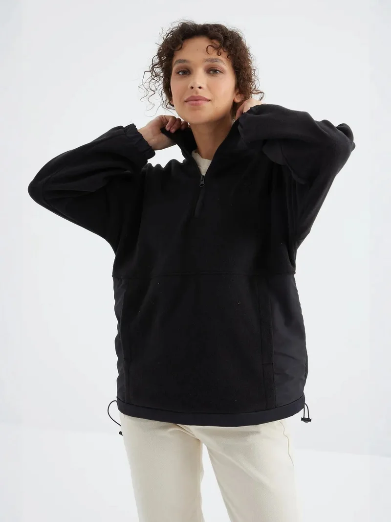 تومي لايف TOMMY Oversized Half-zip Plush Sweatshirt