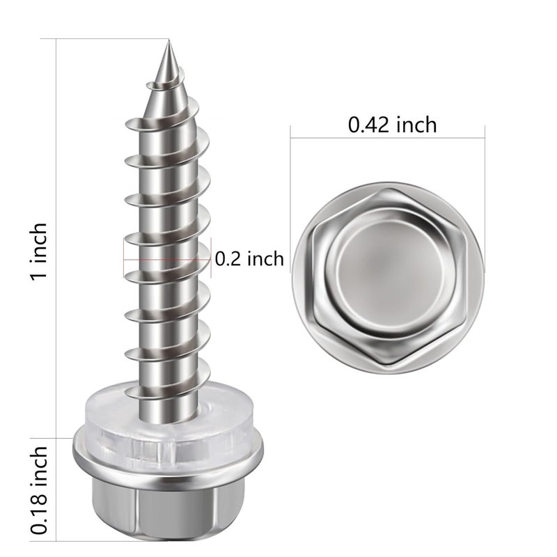 Wensilon (250Pcs)#10x1 Self-Tapping Screws for Wood 410 Stainless Steel Hexagon Head Quick Tapping - Image 2