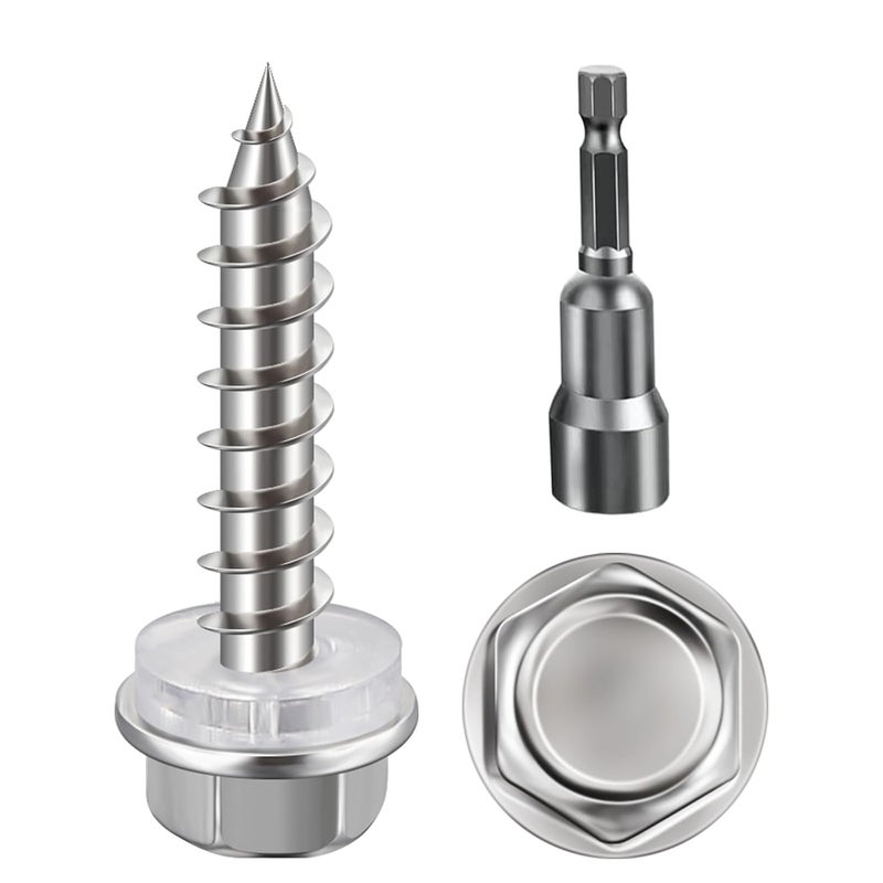Wensilon (250Pcs)#10x1 Self-Tapping Screws for Wood 410 Stainless Steel Hexagon Head Quick Tapping - Image 1