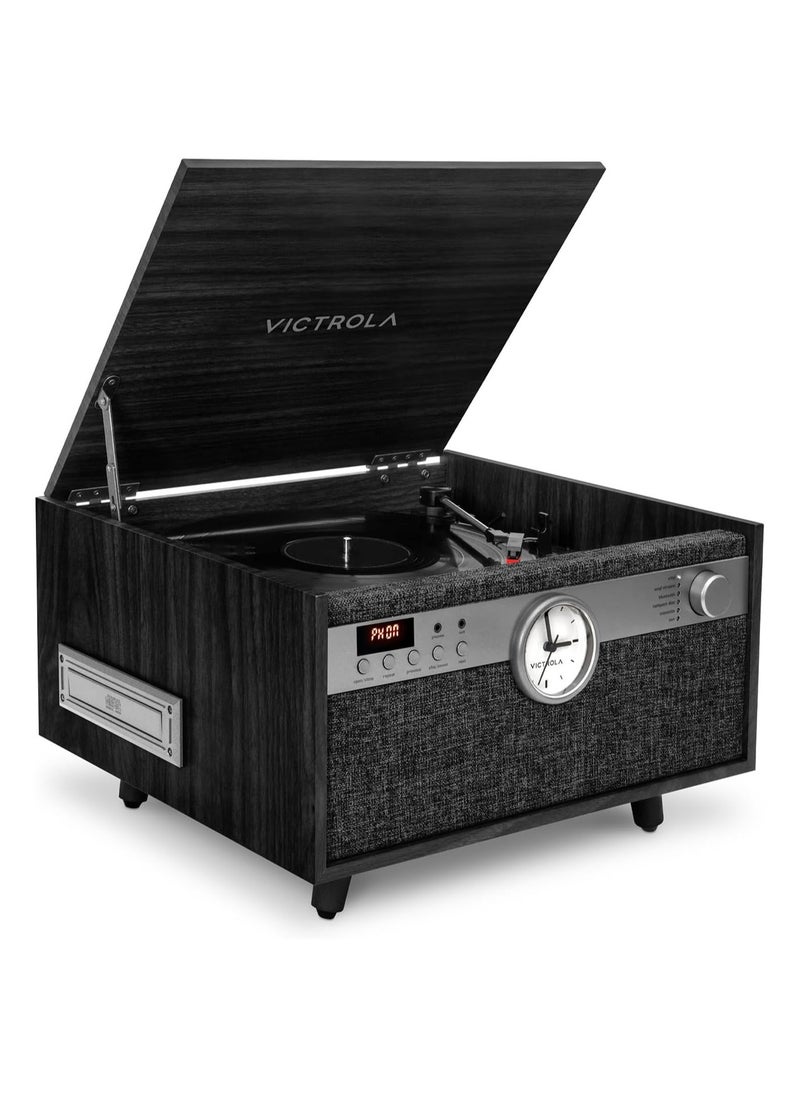 VICTROLA Victrola Century Signature 6-in-1 Vinyl Record Player & Music Center - 3-Speed Turntable, CD & Cassette Player, VINYLSTREAM, Bluetooth & 3.5mm Aux, Record Player with Speakers, Black  - Image 1