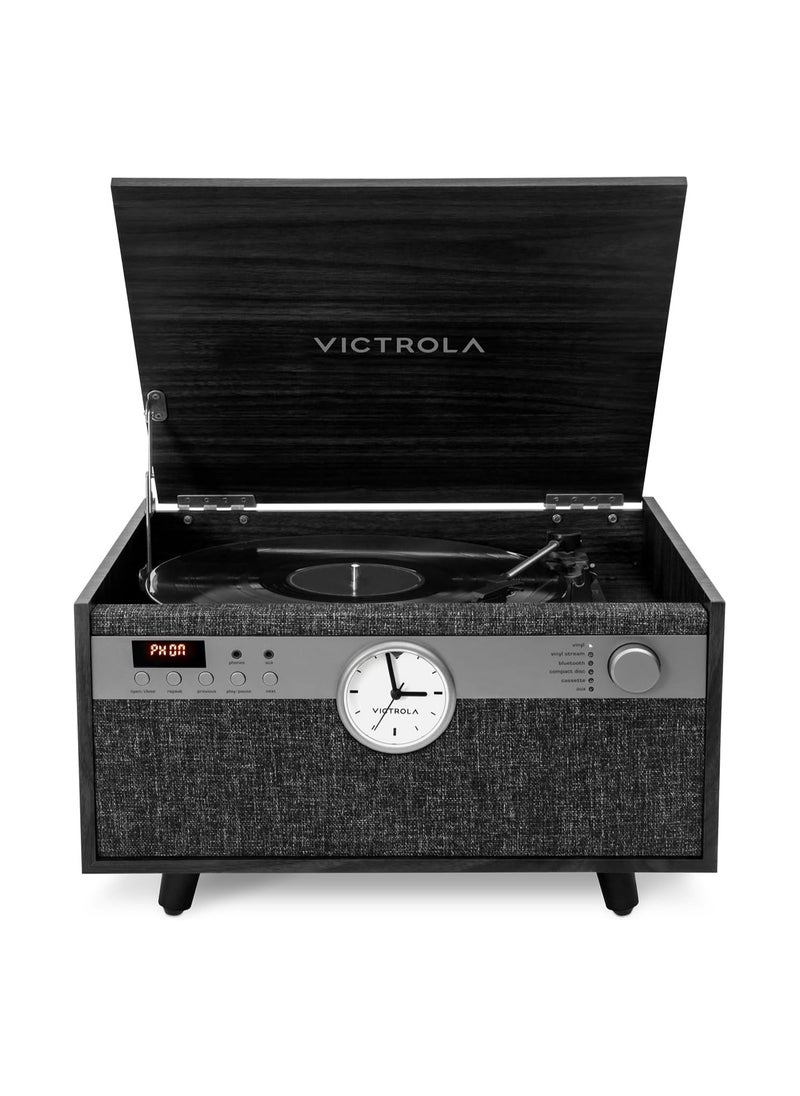 VICTROLA Victrola Century Signature 6-in-1 Vinyl Record Player & Music Center - 3-Speed Turntable, CD & Cassette Player, VINYLSTREAM, Bluetooth & 3.5mm Aux, Record Player with Speakers, Black  - Image 2