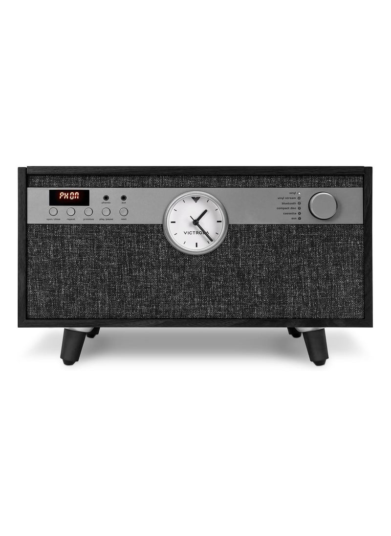 VICTROLA Victrola Century Signature 6-in-1 Vinyl Record Player & Music Center - 3-Speed Turntable, CD & Cassette Player, VINYLSTREAM, Bluetooth & 3.5mm Aux, Record Player with Speakers, Black  - Image 3