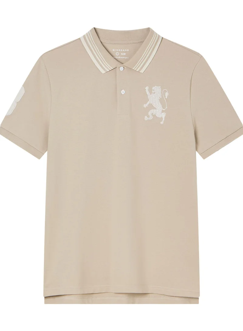 Men’s Cotton Slim Polo with 3D Lion Embroidery