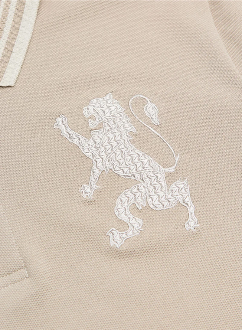 GIORDANO  Men’s Cotton Slim Polo with 3D Lion Embroidery for Men | Best Price UAE