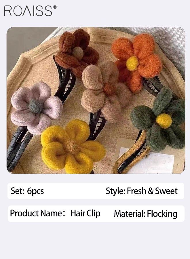 roaiss 6  Pcs Plush Flower Hairpins,High-Quality Soft Fabric Flower Hair Clip, Large Hair Clip for Updos, Replacement for Hairclips, Suitable for Holiday Wear for Women - Image 4