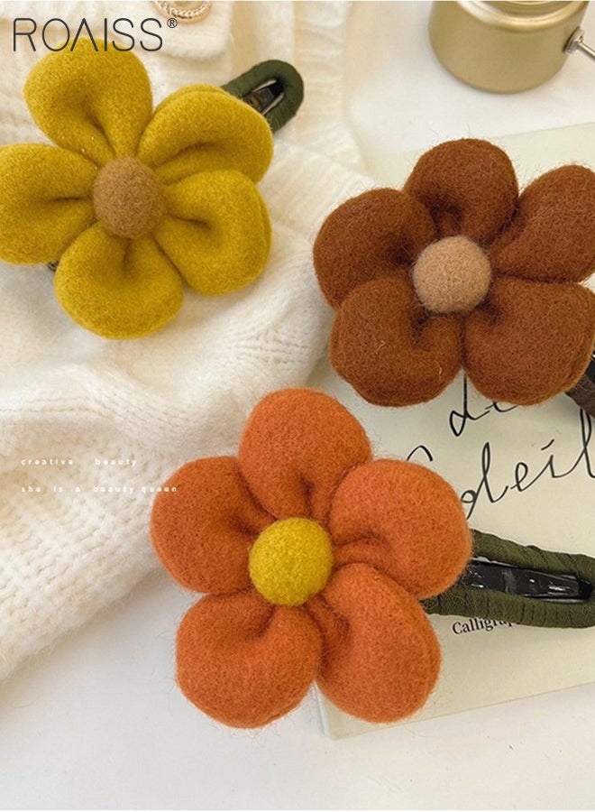roaiss 6  Pcs Plush Flower Hairpins,High-Quality Soft Fabric Flower Hair Clip, Large Hair Clip for Updos, Replacement for Hairclips, Suitable for Holiday Wear for Women - Image 5