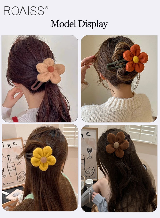 roaiss 6  Pcs Plush Flower Hairpins,High-Quality Soft Fabric Flower Hair Clip, Large Hair Clip for Updos, Replacement for Hairclips, Suitable for Holiday Wear for Women - Image 2