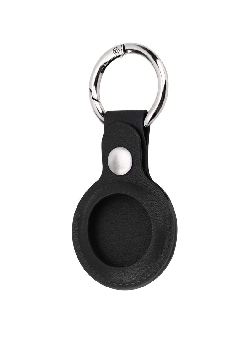 HW AirTag Keychain Case Leather Anti-Scratch Protective Skin Cover Holder with Key Ring Compatible with AirTags Accessoires Black  - Image 1