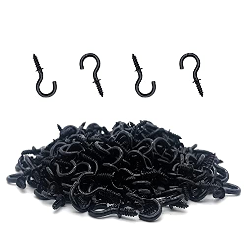 MYYZMY 120 Pcs 1/2 Inch Screw-in Hooks Nickel Plated Metal Cup Hooks, Ceiling Hooks Black - Image 1