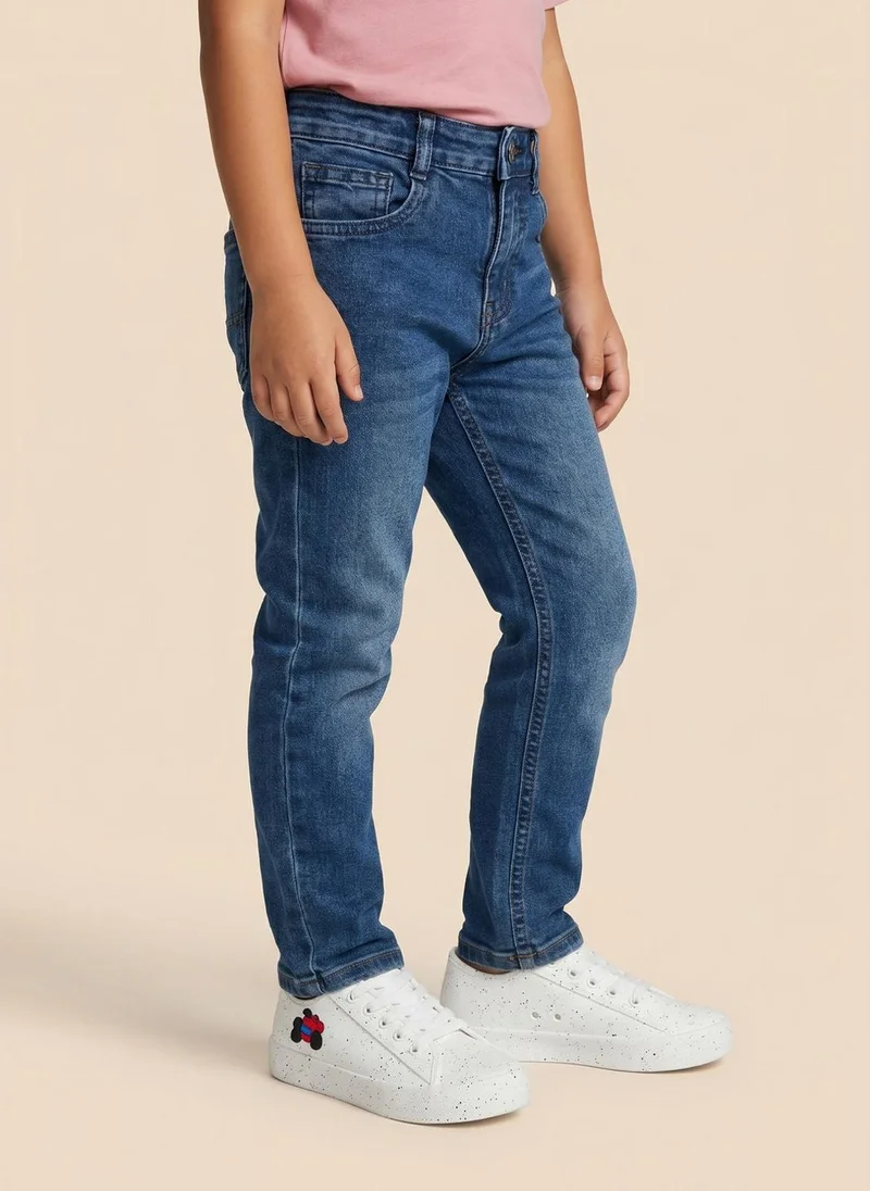 نوتيناتي Nautinati Boys Pure Cotton Navy Dark Wash Straight Fit Jeans
