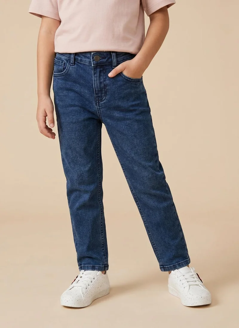 نوتيناتي Nautinati Boys Pure Cotton Navy Dark Wash Straight Fit Jeans