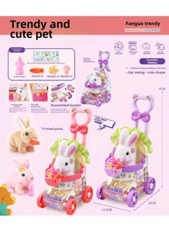 Generic Children's Toy Electric Artificial Plush Pet Teddy White Rabbit Golden Retriever Can Walk And Bark Doll Gift-Color:Mg-018  Little Rabbit Cute Pet Trolley  - Image 1