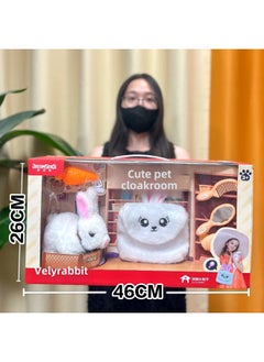Generic Children's Toy Electric Artificial Plush Pet Teddy White Rabbit Golden Retriever Can Walk And Bark Doll Gift-Color:Mg-018  Little Rabbit Cute Pet Trolley  - Image 3