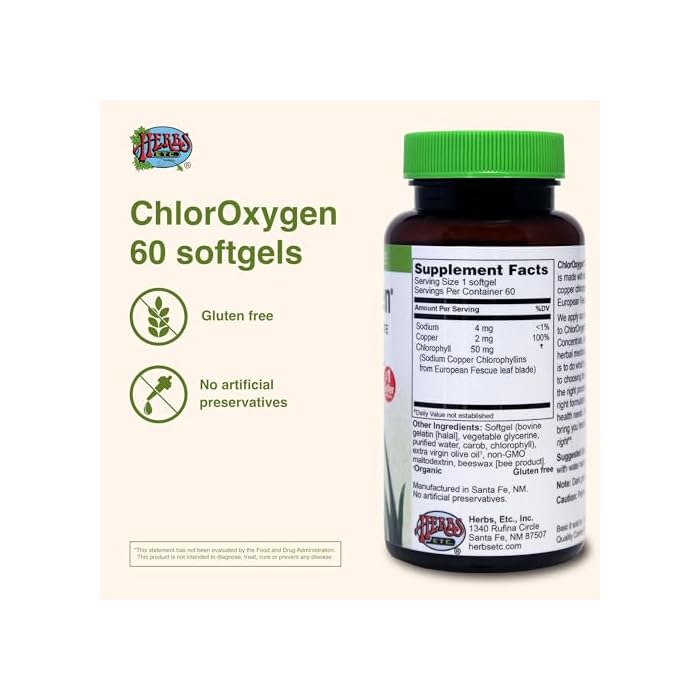 Herbs Etc. ChlorOxygen Chlorophyll Concentrate Softgels - High-Potency Chlorophyll for Detoxification Support - Deodorizing - Skin, Gut & Energy Support - 60 Count (60 Servings) - Image 3