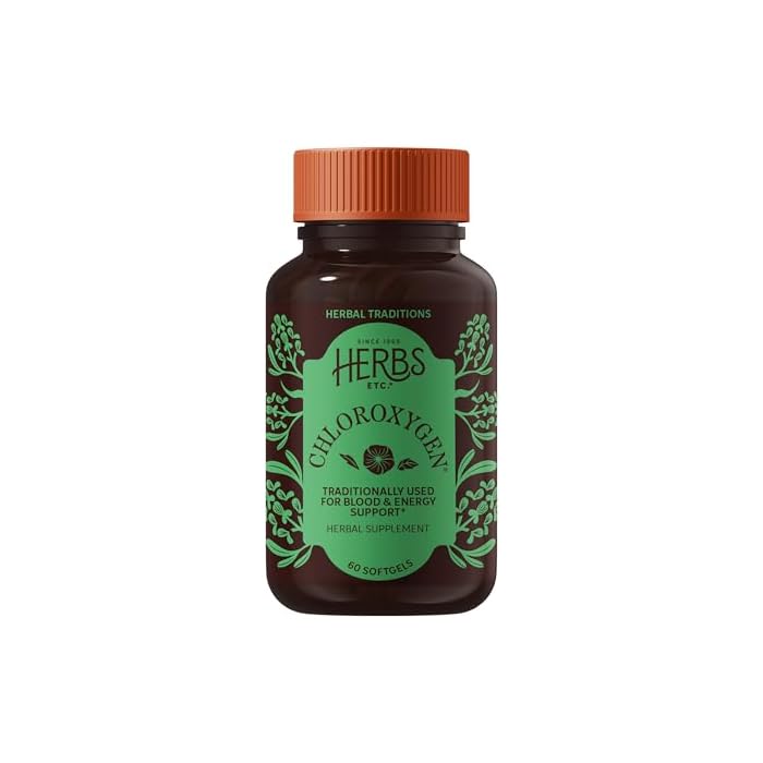 Herbs Etc. ChlorOxygen Chlorophyll Concentrate Softgels - High-Potency Chlorophyll for Detoxification Support - Deodorizing - Skin, Gut & Energy Support - 60 Count (60 Servings) - Image 1