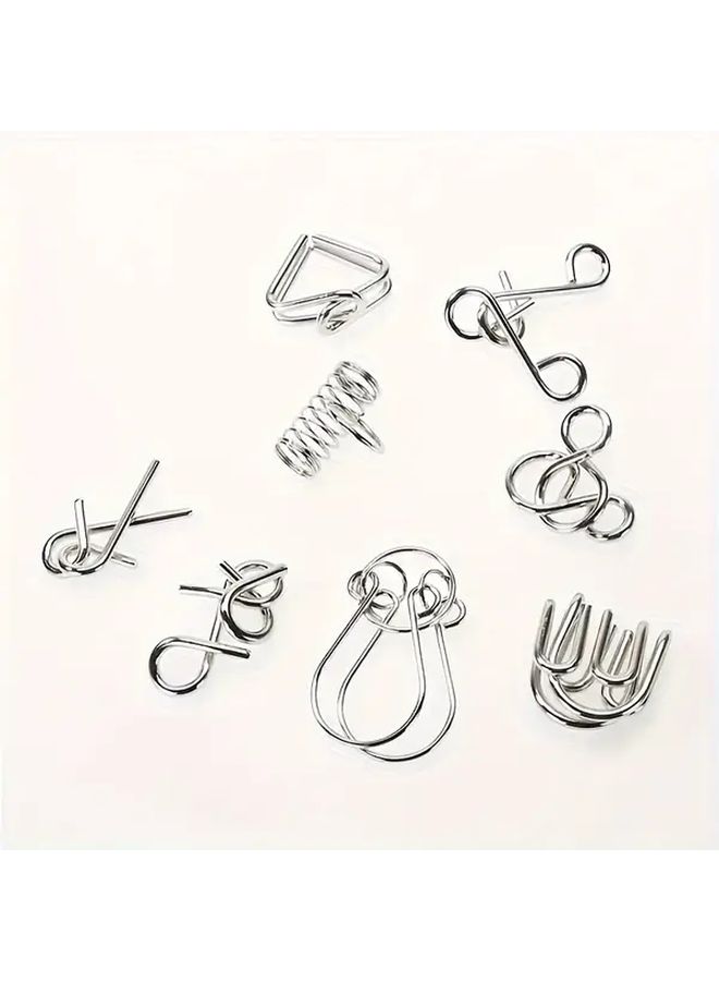 8 Pcs Metal Brain Teaser Puzzle Set Logic Creative Thinking Games Adults - Image 4