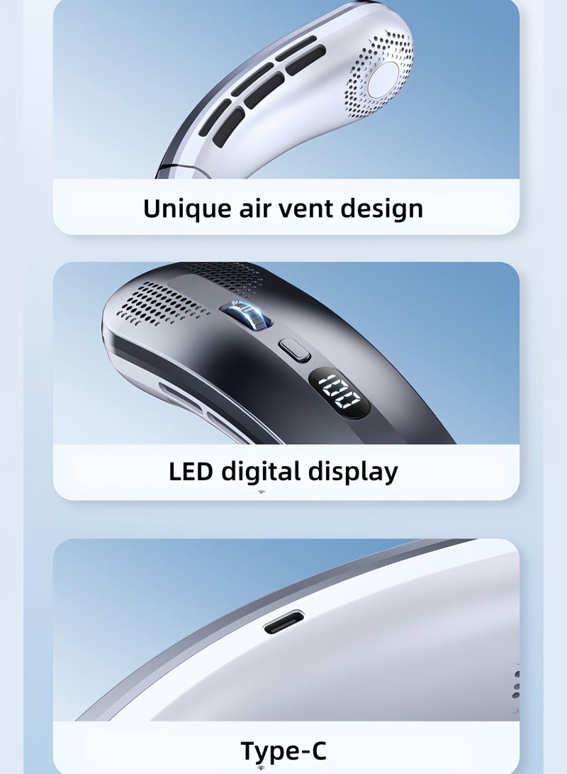 Neck Fan | 100% Wind Speed Digital Display - Portable USB-C Cooling for Outdoor/School - Image 3