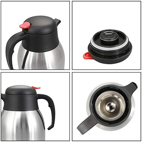 ADITYA 12 Hour Heat Retention Double Walled Vacuum Thermos Stainless Steel Thermal Coffee Carafe (1000 ml, Silver) - Image 2