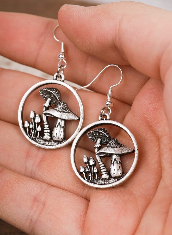 HAQUIL Vintage Mushroom Earrings Circle Tree Magical Forest Dangle Drop Earrings Moonstone Mushroom Gifts Moon For Women - Image 3