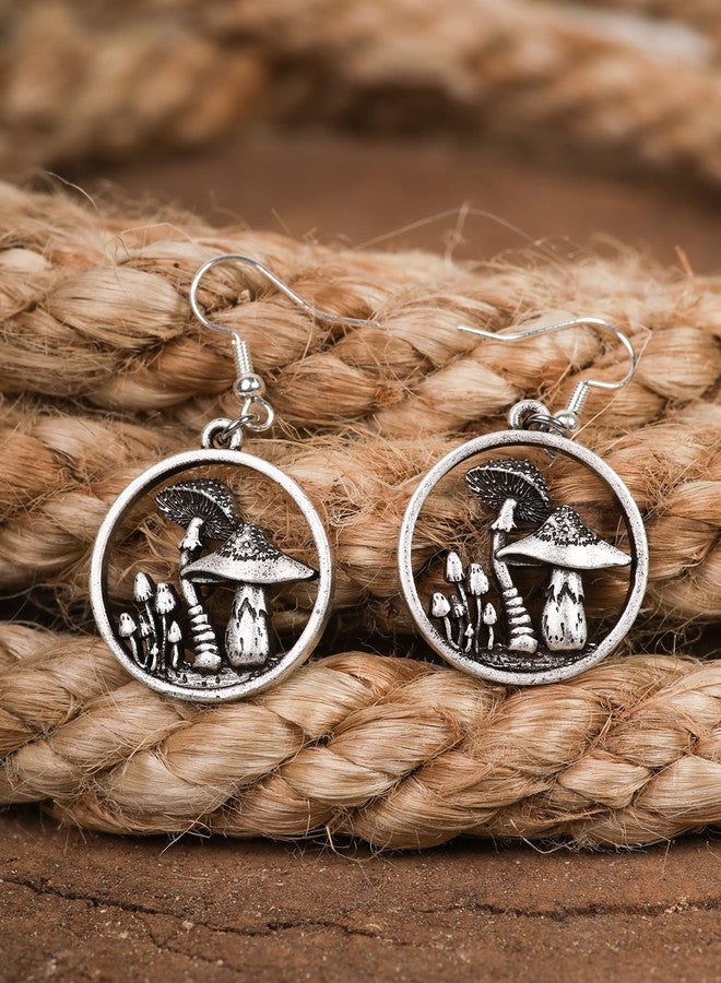 HAQUIL Vintage Mushroom Earrings Circle Tree Magical Forest Dangle Drop Earrings Moonstone Mushroom Gifts Moon For Women - Image 4
